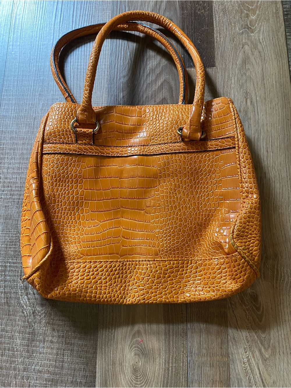 Source Unknown Croc-Embossed Orange Shoulder Tote